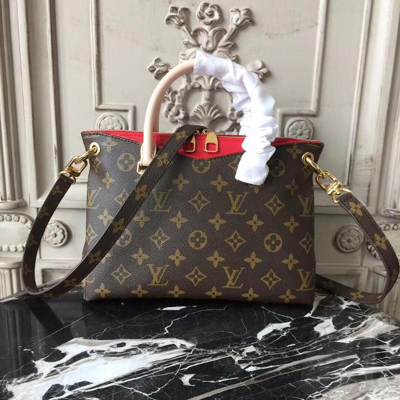 LV Shoulder Handbags M41241 Old Flower with Cherry Red Skin